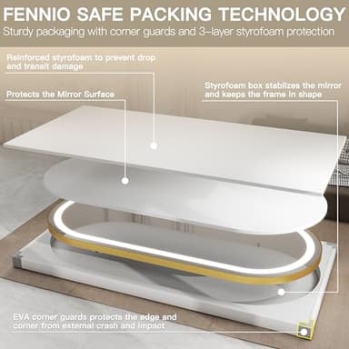 FENNIO 70" x 32" Large Luxury Wall Mounted Mirror with LED Lights - Oval Full Length LED Lighted Full Body Dressing Mirror for Bedroom, Salon, Brushed Aluminum Frame, Tempered Glass - Image 7