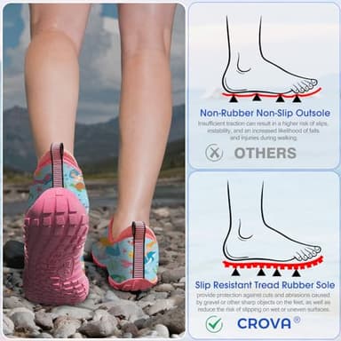 Built-in Heel Grips Water Shoes for Kids Girls Boys Hiking Shoes Wide Barefoot Swim Beach Pools Aqua Socks Slip-On Quick Dry Lightweight for Big Little Kids Toddler - Image 5