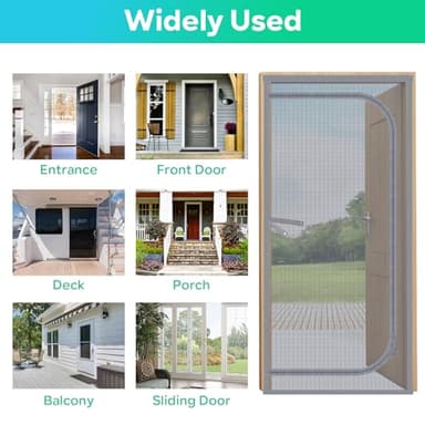 Reinforced Cat Screen Door, Fits Door Size 34''x 80'' Heavy Duty Pets Proof Screen Door with Bilateral Zipper, Prevent Dogs Cats Running Out from Home, Bedroom,Living Room, Kitchen - Image 9