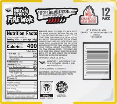 Nissin Fire Wok, Torched Teriyaki Chicken, Hot & Spicy Chile Infused Asian Noodles, 12 Pack - Image 5