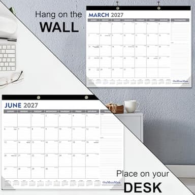 OuMuaMua Large Desk Calendar 2026-2027 - 18 Months from Jan. 2026 through Jun. 2027, 22 x 17 Inches Desktop Wall Calendar with Julian Date To-do & Notes, Corner Protectors for School Home Office - Image 4