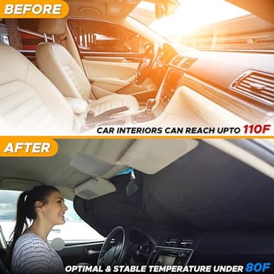 EcoNour Car Front Windshield Sun Shade for Car | SUV Accessories for Maximum Sun and Heat Protection | UV-Blocking Windshield Dash Cover & Sun Visor for Cooler Interior | Large (64 x 34 Inches) - Image 6