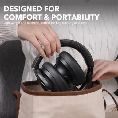 1Mii Y8+ Noise Cancelling Headphones Bluetooth, Wireless LDAC Hi-Res Audio, Custom EQ via App, 75H Playtime, Comfort Fit, Over Ear Headphones Foldable for Airplane Travel Home Office Black - Image 6