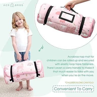 ACRABROS Toddler Nap Mat with Pillow and Blanket, Extra Large Rolled Napping Mats,Slumber Bags for Boys Girls,Kids Sleeping Bag for Daycare, Preschool Travel Camping, Unicorn - Image 6