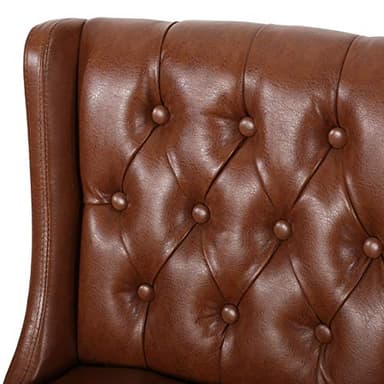 Christopher Knight Home Spencer Contemporary Wingback Barstools (Set of 2), Cognac Brown and Espresso, Faux Leather - Image 5