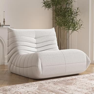 Bean Bag Chair for Adults, Oversized Fireside Chair Comfy Lazy Floor Sofa, Single Seat Sofa Couch Memory Foam Bean Bag Chair for Living Room, Bedroom Apartment Office (Beige) - Image 1