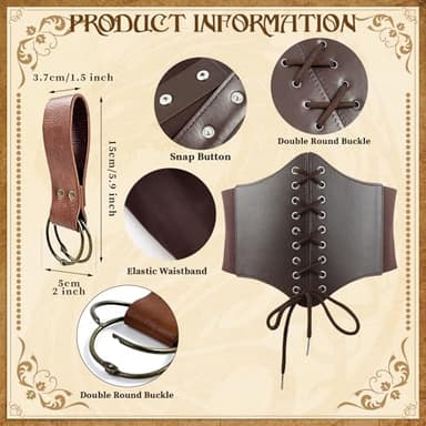 PEKVU Corset Renaissance Belt Medieval Renaissance Belt Pouch Cork Potion Bottle Festival Halloween Costume Accessory(L-Waist/35..2"-43.2") - Image 4