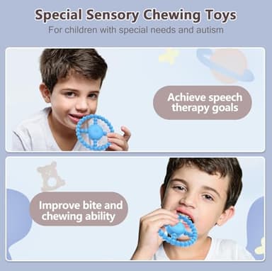 Vibrating Sensory Chew Toy, Teether Teething Toys for Babies6-12 8-18 Months, Sensory Toys for Kids with Autism&Toddler Travel Essential,1-2 Year Old Christmas Boys Girls Gifts idea(Blue) - Image 6