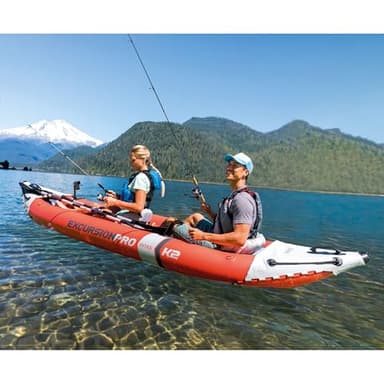 Intex 68309EP Excursion Pro K2 Inflatable Kayak Set: Includes Deluxe 86in Kayak Paddles and High-Output Pump – SuperTough PVC – Adjustable Bucket Seat – 2-Person – 400lb Weight Capacity - Image 5