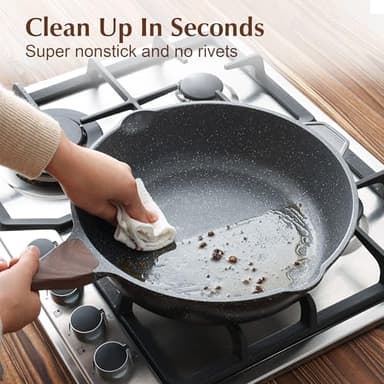 SENSARTE Nonstick Deep Frying Pan Skillet, 12-inch Saute Pan with Lid, Stay-cool Handle, Chef Pan Healthy Stone Cookware Cooking Pan, Induction Compatible, PFOA Free - Image 5