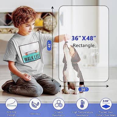 Office Chair Mat for Hard Wood Floors, 36 x 48 inches Clear Floor Mat for for Rolling Chairs, Heavy Duty Wood/Tile Floor Protectors for Home Office, Anti-Slip, Easy to Clean - Image 7