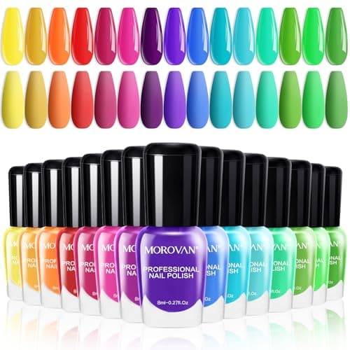 Morovan 15 Bright Color 0.27oz Air Quick Dry Nail Polish Gift Set for Women - Image 1