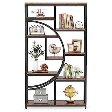 Tribesigns Bookshelf, Industrial 5 Tier Etagere Bookcase, Freestanding Tall Bookshelves Display Shelf Storage Organizer with 9-Open Storage Shelf for Living Room, Bedroom - Image 9