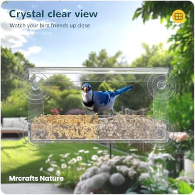 MrCrafts Nature Window Bird Feeder with Strong Suction Cups, Clear Window Bird feedersfor Viewing, Cardinal Bird Feeders for Outside, Unique Gift - Image 2