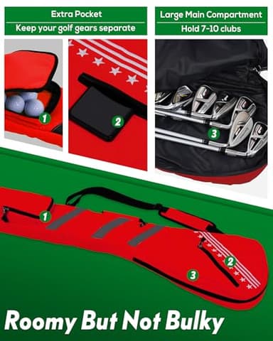 Big Teeth Golf Sunday Bag, Small Golf Bag Lightweight, Par 3 Golf Bag for A Few Clubs Driving Range, Practice with Carry Shoulder Strap Foldable Multi-Colour - Image 6