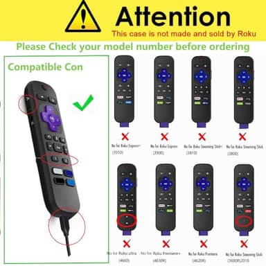 USTIYA Control Remoto Case for Roku TV Ultra 2022 /Voice Remote Pro/Streaming Stick 4K+/Streambar Pro Funda Remote Solar Charging,Silicone Protective Cover,Hanging Rope (Black) - Image 2