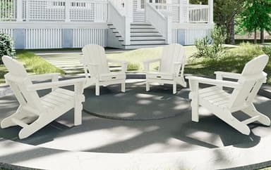 SERWALL Adirondack Chair - Folding Adirondack Chairs HIPS Outdoor Chairs Set of 6 Weather Resistant- White - Image 8