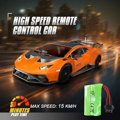 LUXOS RC Lamborghini Remote Control Car, 1:18 Scale Officially Licensed Lamboghini Toy Car, Cool RC Cars Toys for 4 5 6 7 8 9 10 11 12 Year Old Boys Kids Adults Gifts,15km/h Fast RC Drift Car (Orange) - Image 3