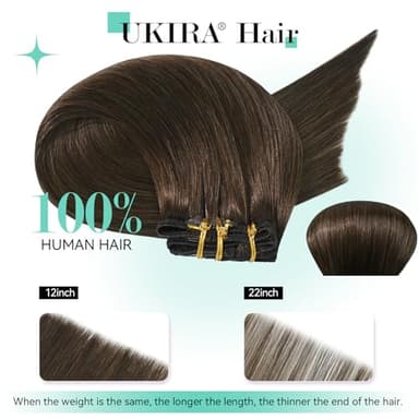 Ukira Brown Clip in Hair Extensions Real Human Hair, 22 Inch 75g Medium Brown Human Hair Clip in Extensions, Soft Straight Remy Human Hair Clip ins for Women Chocolate Brown Hair Extensions - Image 3
