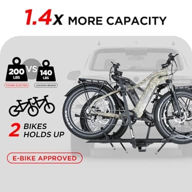 YOUNG ELECTRIC 200LBS EZ-FOLD Aluminum 2-Ebike Carrier with Ramp for Bikes and Electric Bike, Car SUV Truck Van RV and Trailer - Image 2