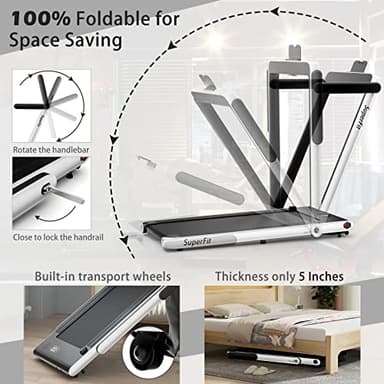 Goplus 2 in 1 Folding Treadmill, 2.25HP Superfit Under Desk Electric Treadmill, Installation-Free with Remote Control, APP Control and LED Display, Walking Jogging for Home Office - Image 6