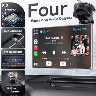 9" Portable CarPlay Screen for Car, CooCom UHD Car Stereo with Touch Screen with Apple CarPlay&Android Auto,4K Dash Cam,1080P Backup Camera,Mirror Link, Voice Control, Bluetooth 5.3,GPS,FM - Image 5