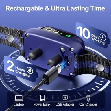 Dog Bark Collar for Large Medium Dogs,Automatic Barking Collar with 3 Training Mode,Rechargeable Anti Bark Collar with 8 Adjustable Sensitivity (Blue) - Image 7