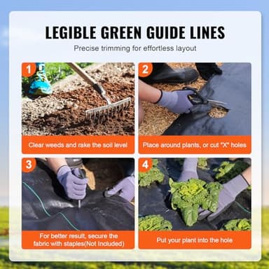 VEVOR 3FTx250FT Premium Heavy Duty Weed Barrier Landscape Fabric, 5OZ Woven Geotextile Fabric Under Gravel, High Permeability for Weed Blocker Weed Mat, Driveway Fabric, Weed Control Garden Cloth - Image 5