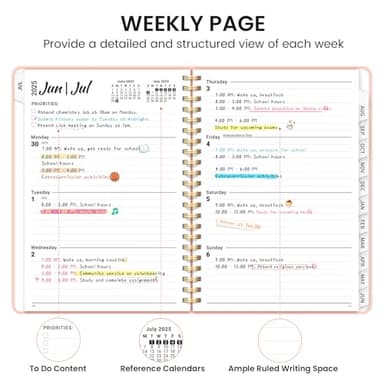 Academic Planner 2025-2026 For Women & Men, Monthly and Weekly Calendar Planner, Jul 2025 - Jun 2026, A5 (6.3" x 8.5"), Teacher Student Planning Book with Tabs, Ideal for Office School Supplies - Pink - Image 3