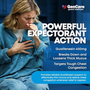 GenCare Mucus Relief Expectorant Guaifenesin 400 mg 200 Tablets Value Pack - Fast Acting Thinning of Mucus for Colds, Chest Congestion, Flu, Coughing and Allergies - Image 3