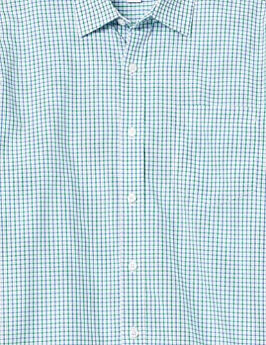 Amazon Essentials Men's Regular-Fit Long-Sleeve Casual Poplin Shirt, Blue Green Checked, Large - Image 6