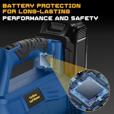 Cordless Leaf Blower for Dewalt 20V Battery, 400 CFM Electric Leaf Blower with 130-MPH, Copper Motor & Turn on Hold Mode, Built-in Protection for Lawn Care (NO Battery) (Yellow) - Image 4
