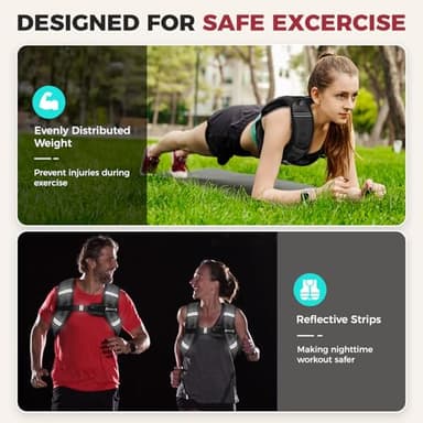 BAGAIL Weighted Vest, 5lbs/8lbs/10lbs/12lbs/15lbs/20lbs/25lbs/30lbs Weight Vest with Detachable Phone Pouch, Rucking Vest for Women, Men, Walking, Weight Loss, Training, Running - Image 4