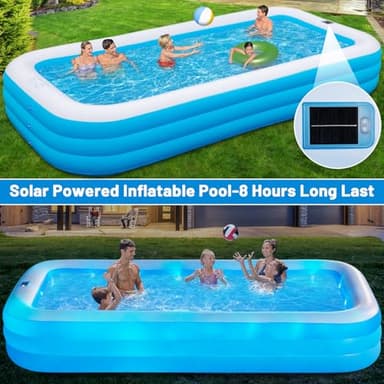 Inflatable Swimming Pool with Light, 145'' X 74'' X 22'' Solar Family Inflatable Pool for Kids, Adults, Family, Large Kiddie Pool, 7 Color Large Blow Up Pool for Backyard - Image 2