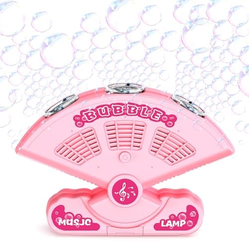 Bubble Machine-Automatic Fan-Shaped Bubble Blower Machine-10,000 Bubble Per Min Bubbles Maker for Kids,Portable Bubble Maker Toys for Outdoor,Wedding,Party,Birthday-Pink - Image 1