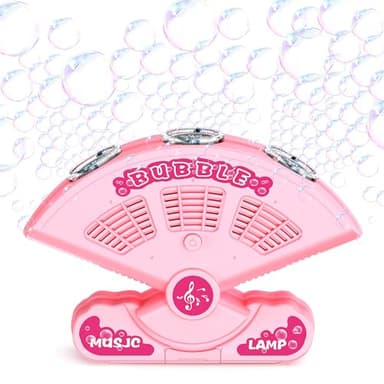 Bubble Machine-Automatic Fan-Shaped Bubble Blower Machine-10,000 Bubble Per Min Bubbles Maker for Kids,Portable Bubble Maker Toys for Outdoor,Wedding,Party,Birthday-Pink - Image 1