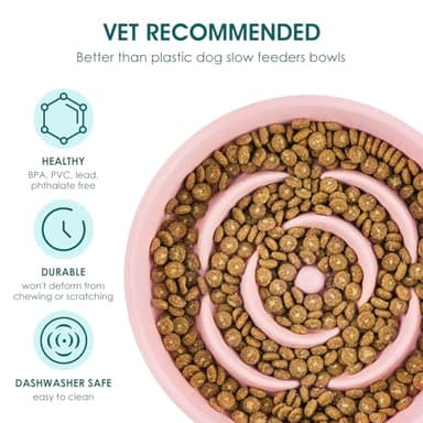 vancasso Slow Feeder Dog Bowl, 1.5 Cups Ceramic Slow Feeder for Medium Breed, Puzzle Maze Food Dog Bowl for Fast Eater, Pink - Image 4