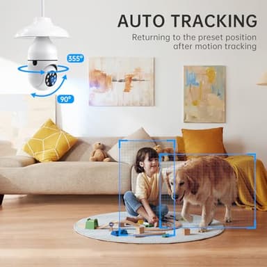 Light Bulb Security Camera 2 Packs, 5G&2.4GHz 2K Security Cameras Wireless Outdoor 360° PTZ Cameras for Home Security with Color Night Vision, 2 Way Talk, AI Human Detection, Screw in Light Socket - Image 3