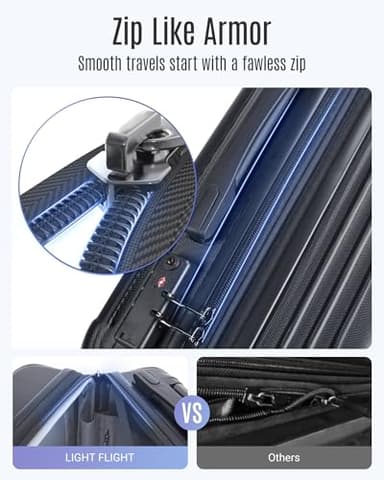 LIGHT FLIGHT Travel Luggage Sets, 3 Piece Set Suitcase with Spinner Wheels, Hardside Lightweight Luggage set with TSA Lock (20" 24" 28"), Black - Image 5