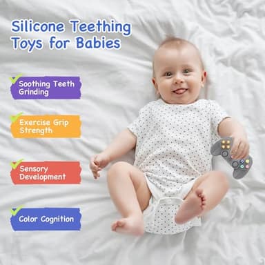 Hooku Silicone Teething Toys for Babies 0-6 Months, Teethers for Babies 6-12 Months, Remote Teether for Baby, Sensory Toys for Babies, Baby Chew Toys - Image 5