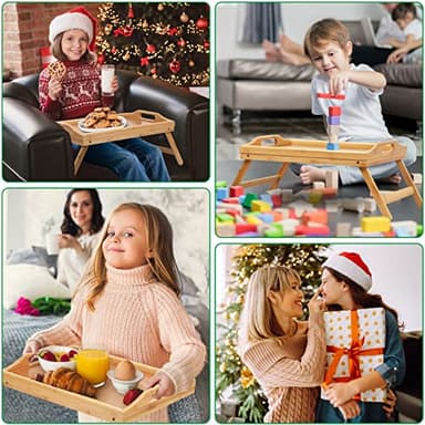 Bed Tray Table Folding Legs with Handles Breakfast Tray for Sofa Eating,Drawing,Platters Bamboo Serving Lap Desk Snack Tray - Image 6