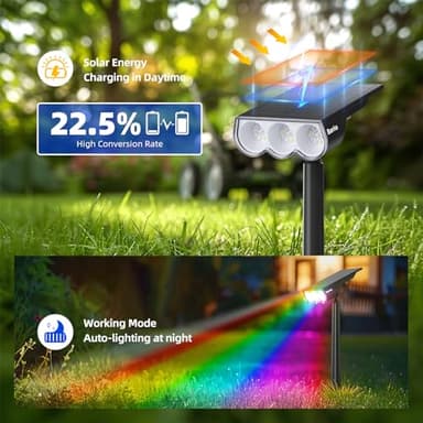 Barrina WRGB Solar Lights Outdoor, Color Changing Solar Landscape Lighting with 360° Horizontal Adjustable, RGB Solar Spotlights Outdoor for Outside, 6 Packs - Image 5