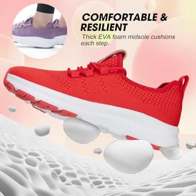 ZOVE Wide Toe Box Shoes Women Extra Wide Width Sneakers Ultra Light Road Running Shoes Non-Slip Tennis Sneakers Breathable Walking Athletic 8803 Red 36 - Image 3