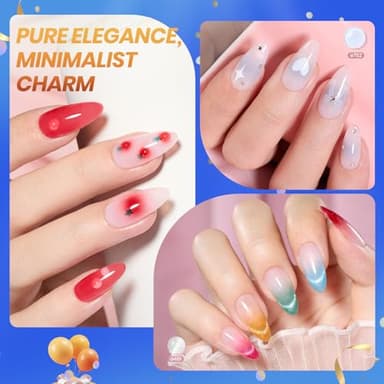 Beetles Jelly Gel Nail Polish Set, 53PCS 36 Colors Jelly Pink Milky White Red Black Blue Green Silver Cat Eye Base Glitter Glossy Matte Top Coat Crystal Ice Collection French Nails Gift for Women - Image 4