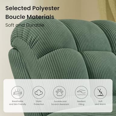 Welzona Updated Power Recliner Chair, Adjustable Electric Recliner Chairs for Adults, Ultra-Comfy Corduroy Recliner Chair for Small Space, Tool-Free Assembly, 2 Side Pockets and USB Port, Green - Image 9