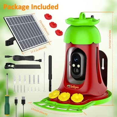 Lollyes Hummingbird Feeder with Camera, 7W Solar-Powered Smart Bird Feeder Camera with SD Card, AI Identify Bird Species, Anti-Ant Moat, Ideal Gift - Image 8
