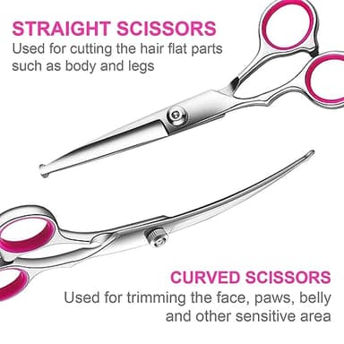 TINMARDA 5 in1 Dog Grooming Scissors Kit, Professional Dog Scissors for Grooming with Safety Round Tips, Titanium Coated Grooming Shears for Dogs Cat Pet At Home - Image 3