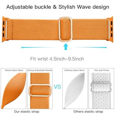 Lerobo Compatible with Apple Watch Series 10 9 45mm 46mm Band SE 44mm Ultra 3 2 1 49mm for Women Men Stretchy Nylon Solo Loop Elastic Strap for iWatch Bands Series 11 8 7 6 5 4 3 2 1 SE2 SE3,Orange - Image 3