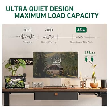 FEZIBO 48 x 24 Inches Standing Desk with Drawer, Adjustable Height Electric Stand up Desk with Storage, Sit Stand Home Office Desk, Ergonomic Computer Desk, Rustic Brown - Image 5