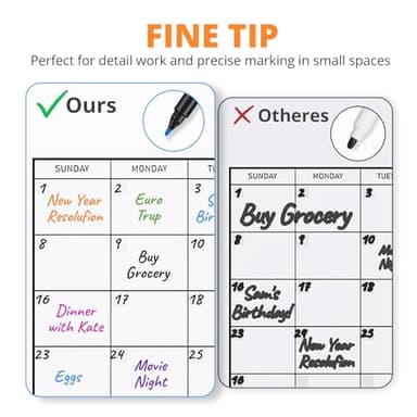 Magnetic Dry Erase Whiteboard Markers, 8 Count Colorful Fine Tip Thin Dry Erase Markers with Eraser for Home Office School Supplies-Brilliant - Image 4